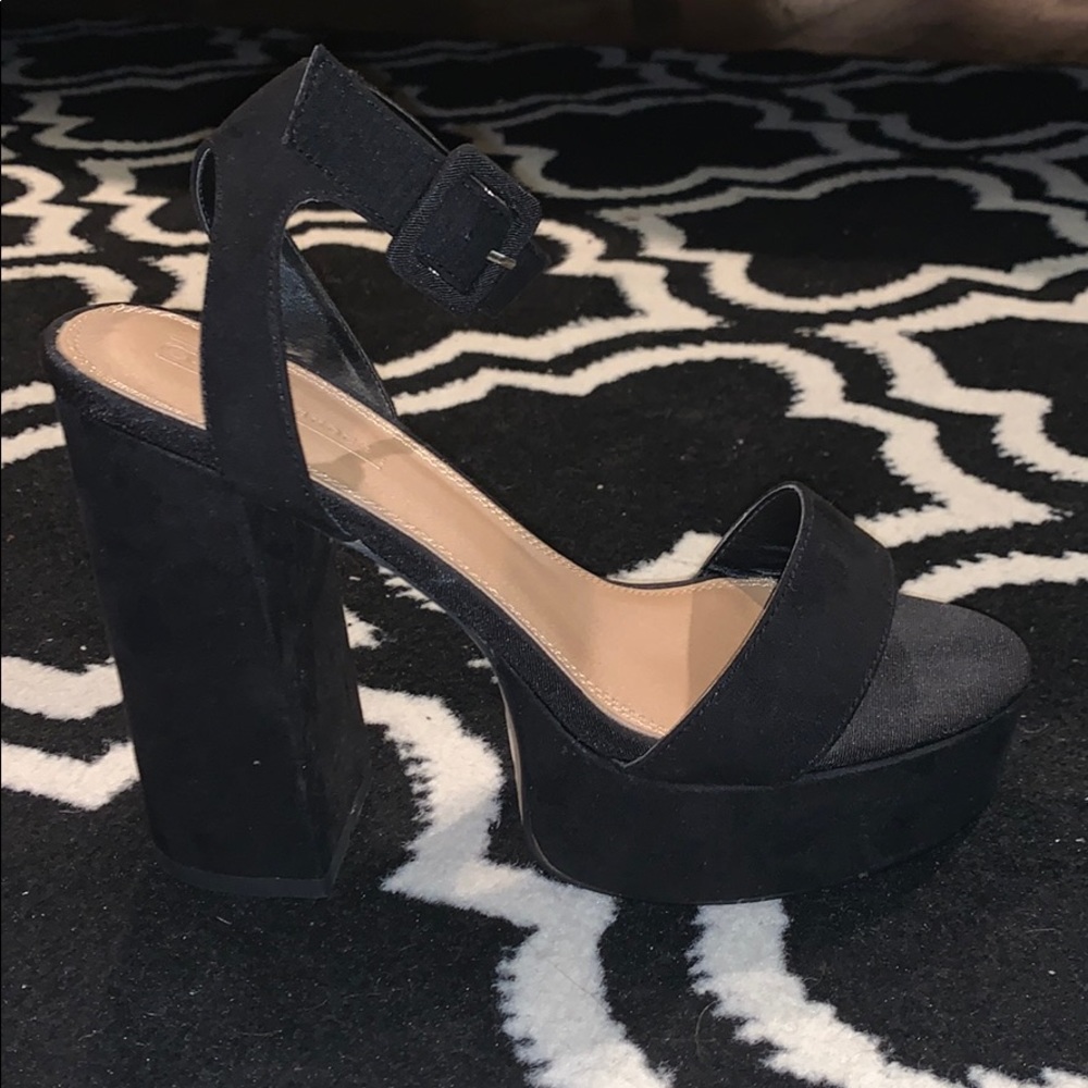 Asos black suede strappy heels with pump